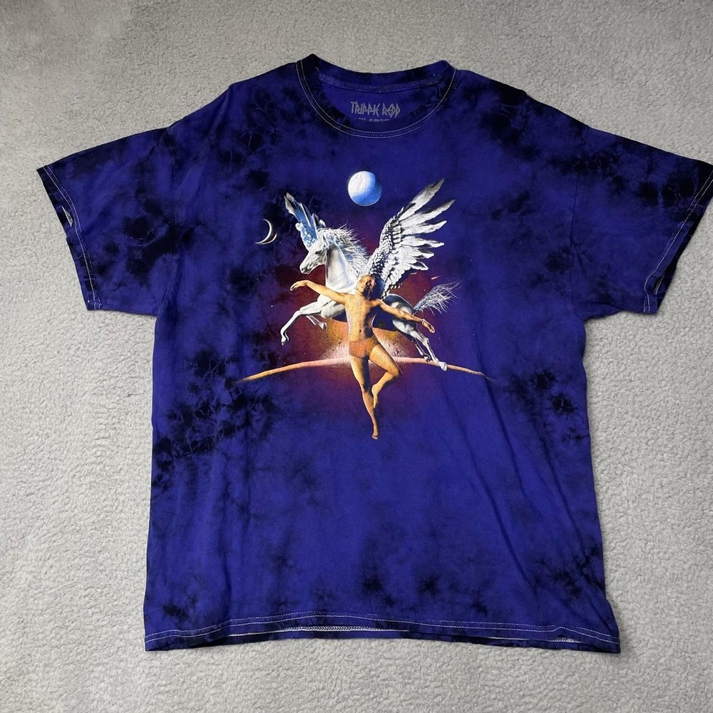 Trippie Redd Pegasus Tee Mens XL Blue Tie Dye Graphic Rap Music Shirt